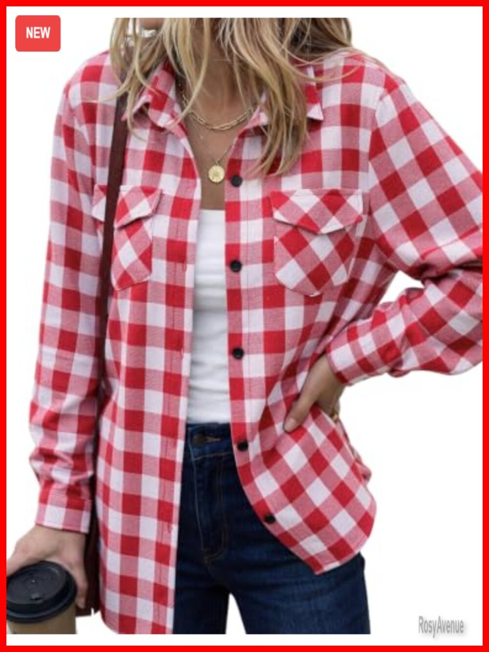 Zeagoo Plaid Flannel Shirt Long Sleeve Button Down Oversized Top